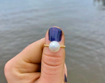 18K Gold Plated Pearl Ring