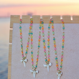 14K Gold Plated Colorful Shark Tooth Necklace