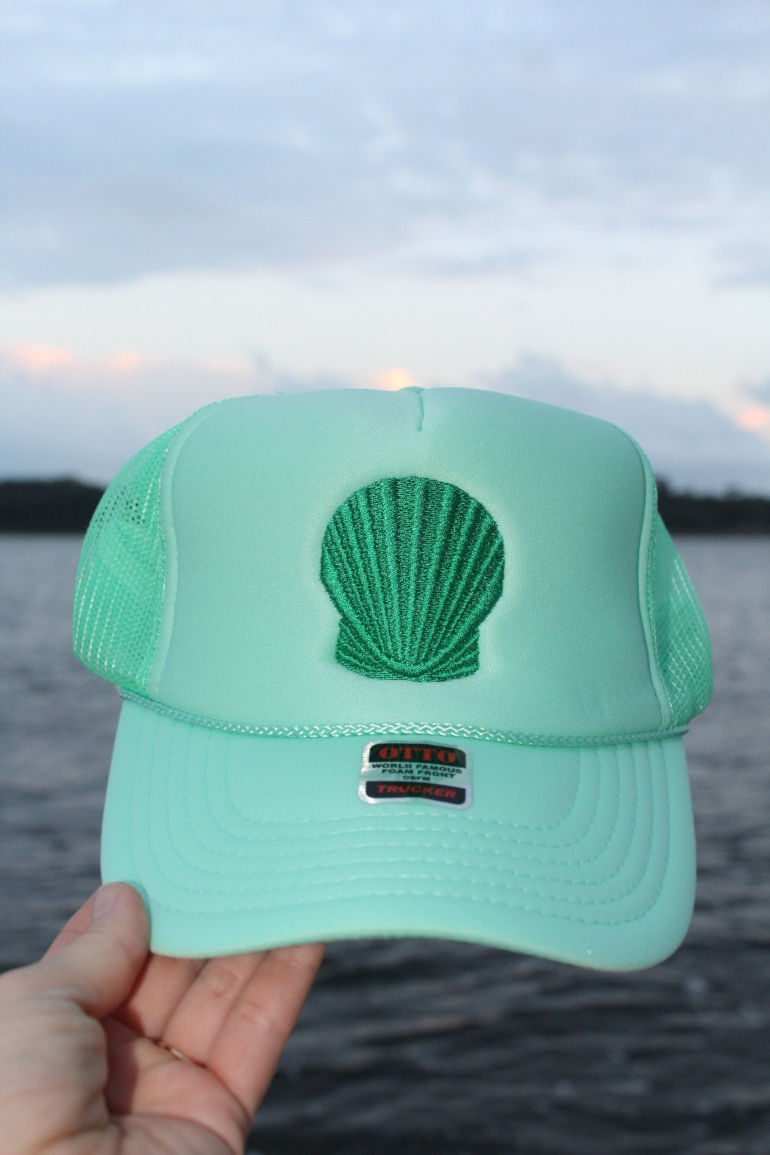 Mint & Green Scallop / Sea Shell Trucker Hat - Etsy