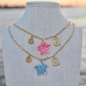 Charm Necklace x Tropical Flower / Plumeria Necklace / Hibiscus Necklace