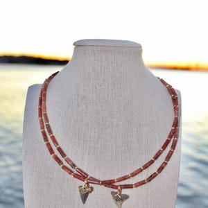 Jasper Beaded Shark Tooth Necklace