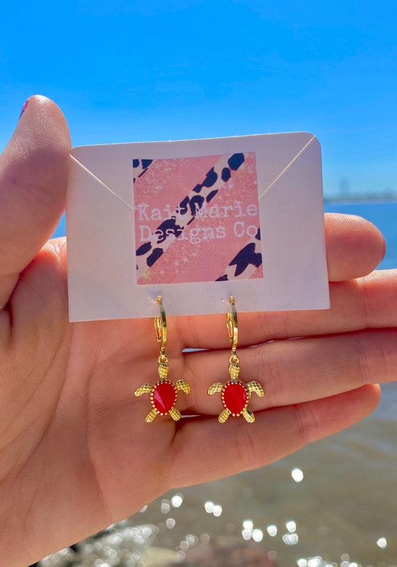 Orecchini a forma di tartaruga marina placcati in oro 18K / Orecchini a forma di tartaruga marina / Gioielli a forma di tartaruga marina - Italia