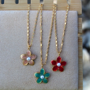 Gold Stainless Steel Chain x Tropical Flower Necklace / Plumeria Necklace / Hibiscus Necklace