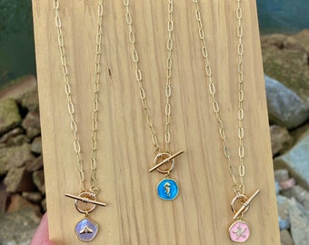 Collar de palanca chapado en oro de 14 quilates