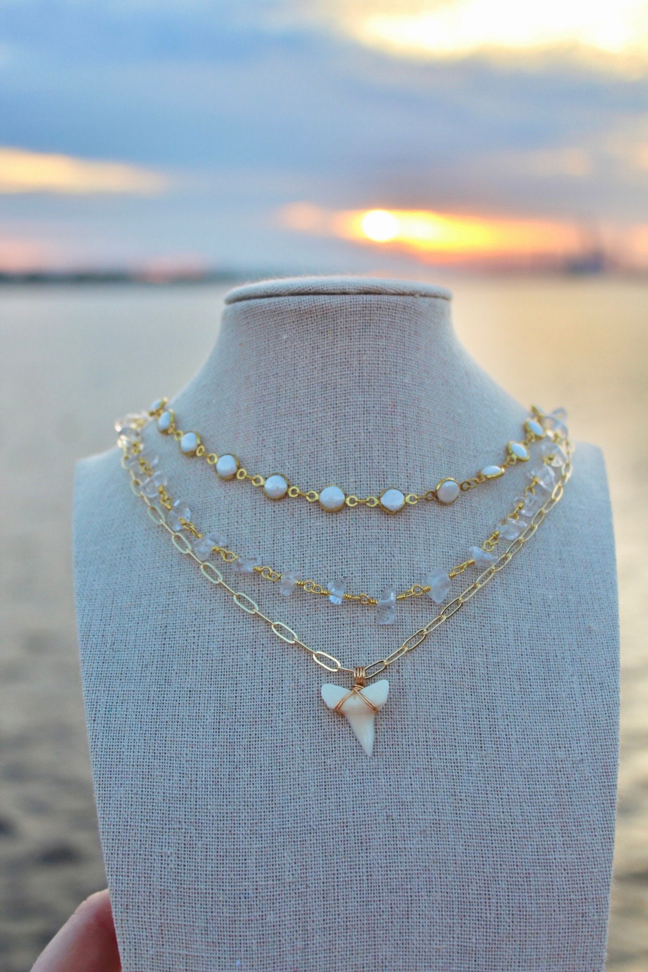 Collier Dent De Requin 3 Pièces - Résine Et Corde Cirée, Ajustable, Style Tribal