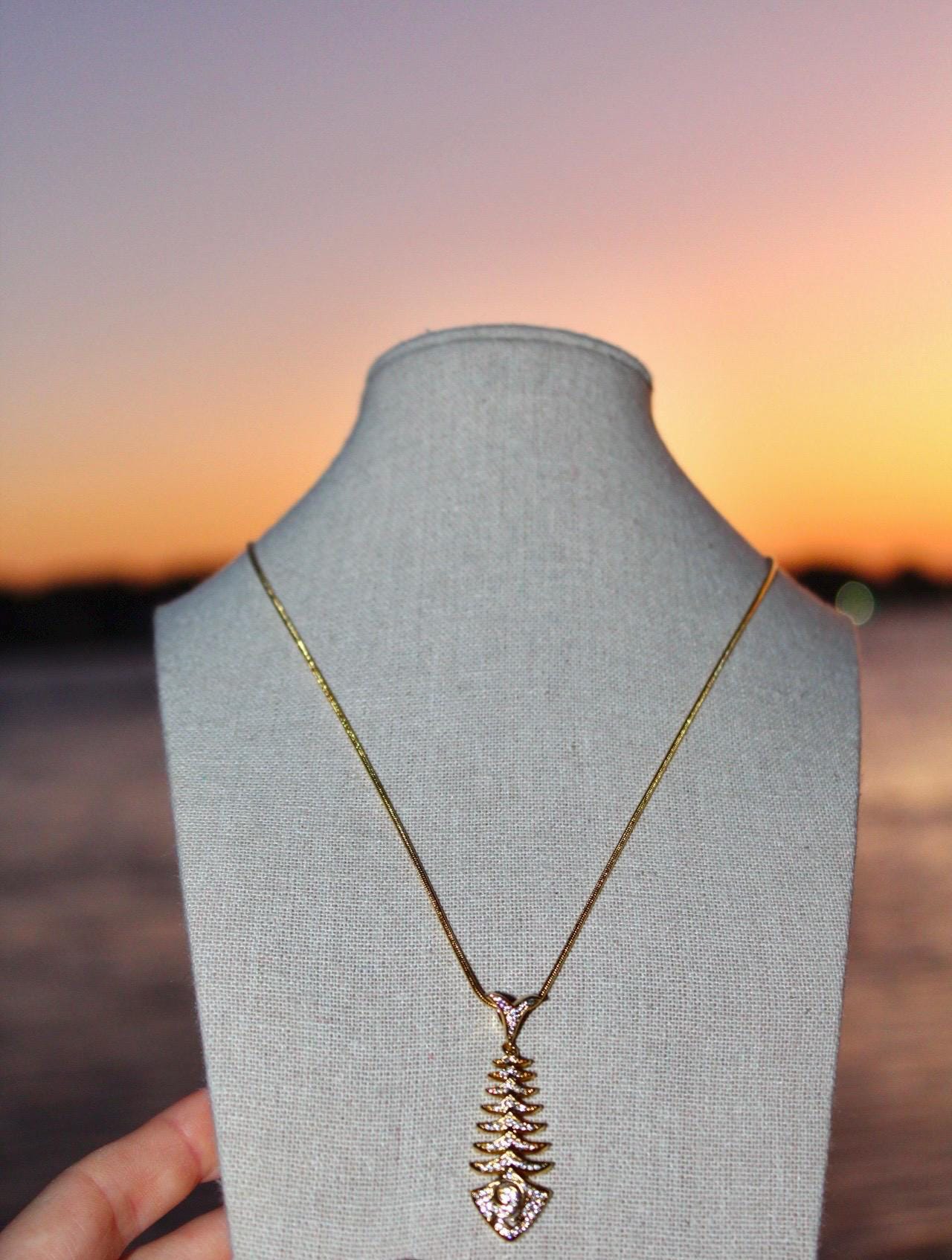Collana Aereo Donna Oro 18K – Girocollo In Acciaio Inox, Catena A Spina Di Pesce, Regalo Con Scatola