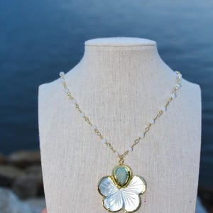 Gold Tropical Flower Necklace / Plumeria Necklace / Hibiscus Necklace