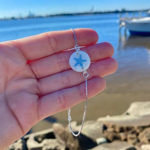 Platinum Plated Pearl Starfish Tennis Bracelet