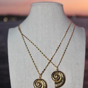 Collana in acciaio inossidabile con conchiglia dorata