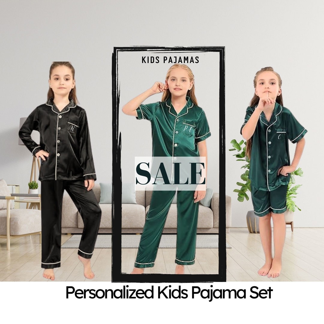 Satin Pj Set Flower Girl Pjamas Monogrammed Gift Flower Girl Pjs Kids