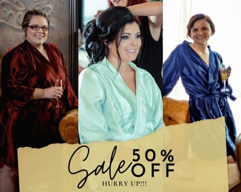 Bridesmaid Robes Bride Gift Bride Robe Bridesmaid Gift Satin Lace Robe Bride Dressing Gown Bridal Party Robes Wedding robe Personalised Robe