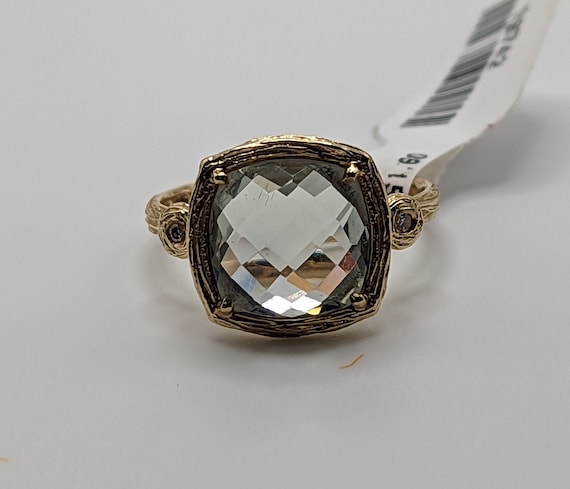 Vintage 14k Aquamarine Diamond Ladies Ring signed… - image 1