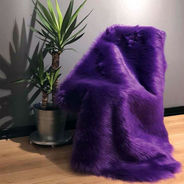 Purple Faux Sheepskin Rug, Faux fur Rug, Anti Slip Back Look-A-like soft shiny silky wool fur rug,Soft rug,Nursery Rug,Area Rug,Kids Rug