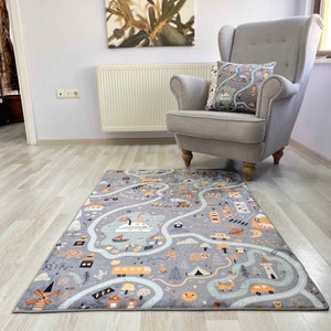 City Road Playground Ultra Soft Nursery Kids Rug , Pillow Case Gift, Children's carpet named, Nursery Decor, Play Rug, Metropolis Play Rug