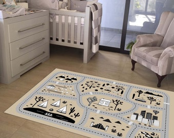 Scandinavian Playground Ultra Soft Kids Rug, Pillow Case Gift, Washable Kids Rug, Non-slip Rug, Play Mat, Nursery Rug, Nursery Decor