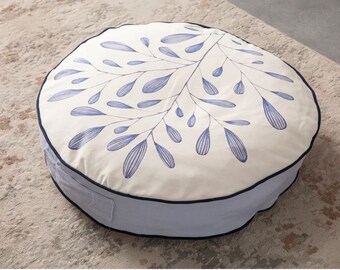 Floral Round Floor Cushion, floor pillow, floor sofa, bench cushion,floor couch,cushion,meditation cushion,window seat cushion