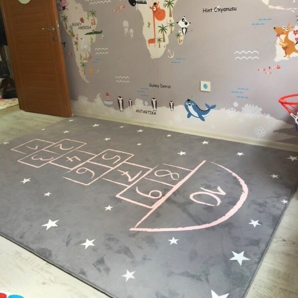 Tapis pour enfants marelle,Tapis pour enfants,Tapis lavable pour enfants,Tapis doux,Tapis pour chambre de bébé,Tapis antidérapant pour enfants,Tapis d'amusement,Tapis de jeu,Tapis décoratif