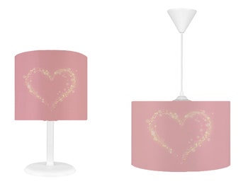 Harten roze meisje kinderkamer verlichtingsset, meisje kinderkamer lampenkap en kroonluchter, kroonluchter en lamp bijpassende set, kussensloop cadeau