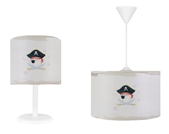 Piraten kinderkamer verlichtingsset, kinderkamer plafond lampenkap en kroonluchter, kroonluchter en lamp bijpassende set, kussensloop cadeau