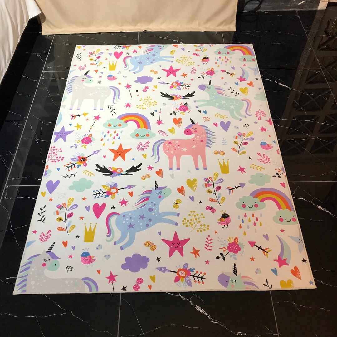 Rainbow Unicorn Pony Soft Kids Rug Pillow Case Gift Nursery Etsy