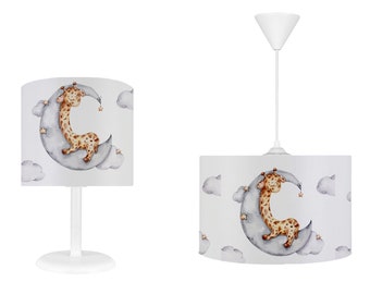 Ensemble d'éclairage pour chambre d'enfant girafe, abat-jour et lustre pour chambre d'enfant, lustre et lampe assortis, taie d'oreiller en cadeau