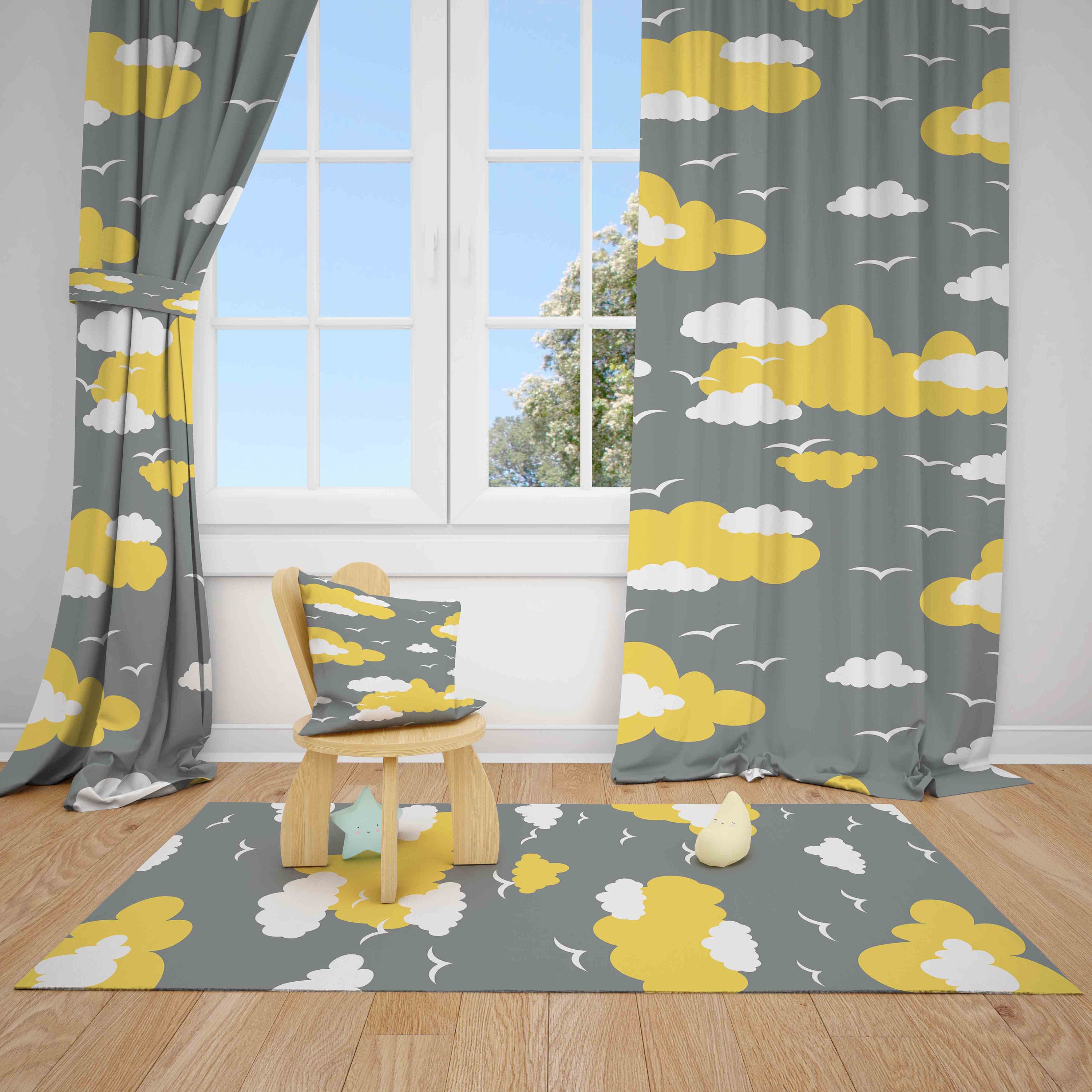 Cloud and Birds Curtain Kids Room Nursery Curtain/3 Different Etsy