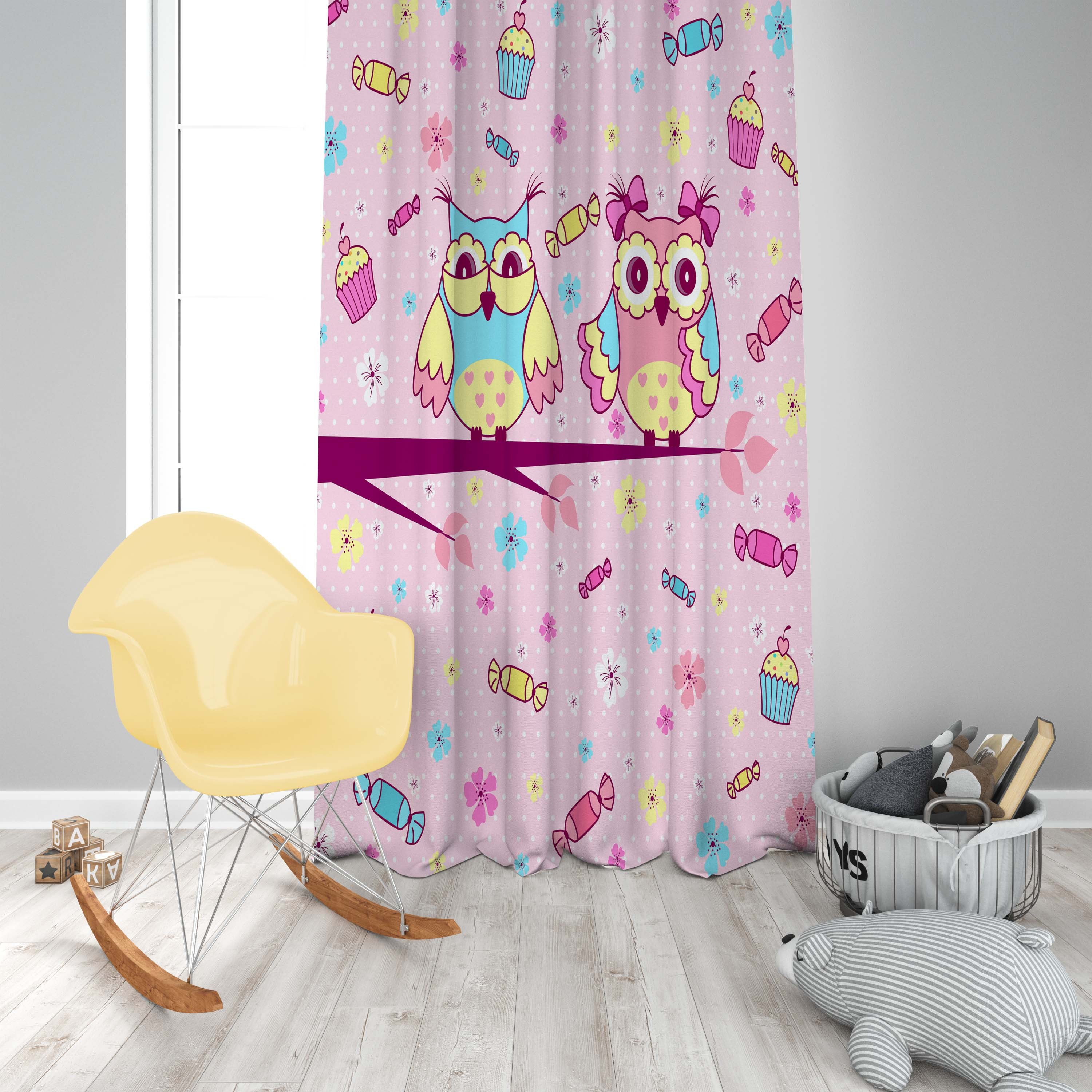 Cute Owls Curtain Kids Room Nursery Curtain / Pillow Cover Etsy