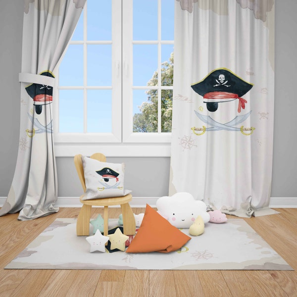 Rideau pirate, rideaux pour chambre de bébé, rideaux pour enfants, rideaux pour chambre d'enfants, rideaux pour enfants, rideaux de fenêtre, taie d'oreiller, cadeau