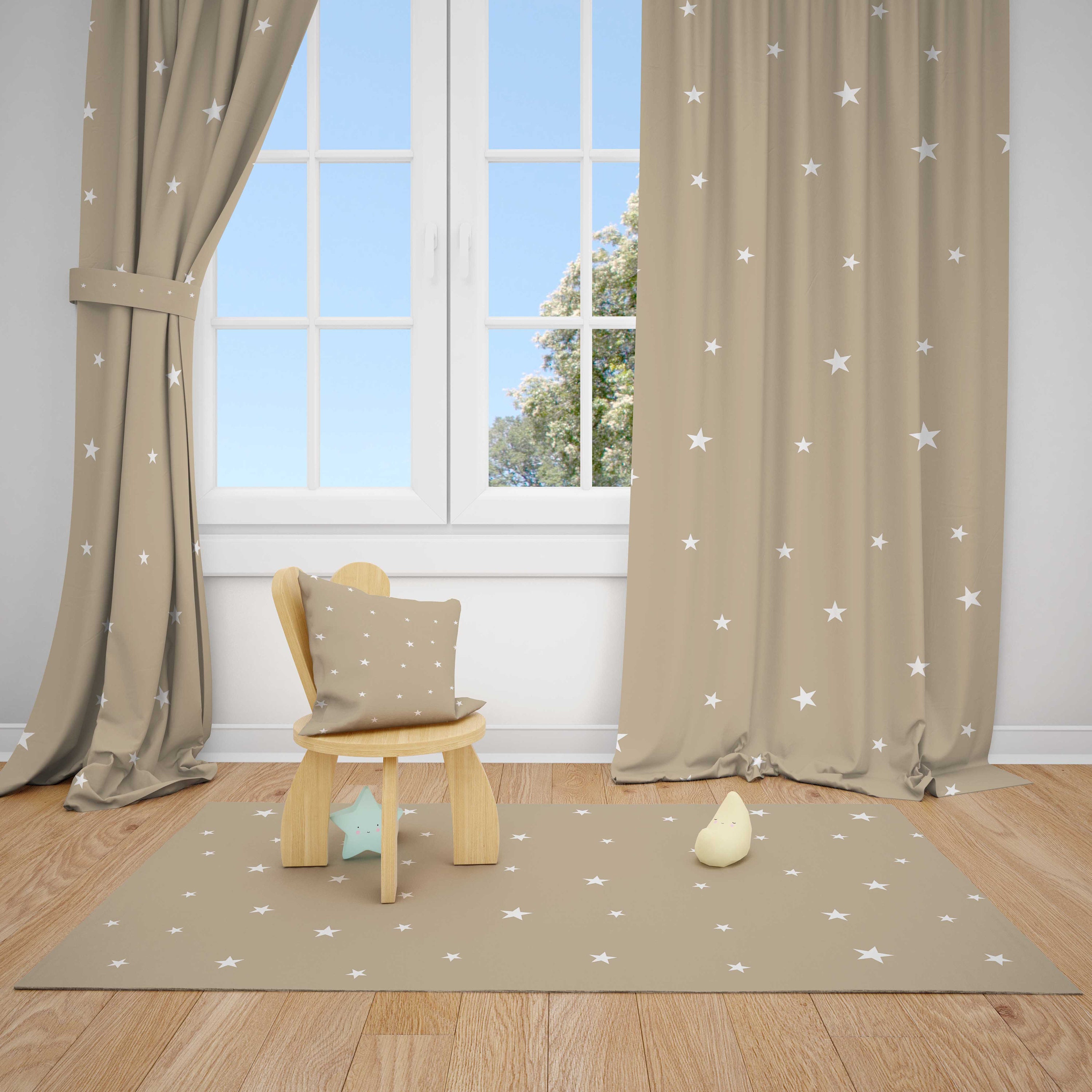 Home & Living Kids Curtain,Gray Star White Curtain,Nursery Curtain