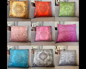 Vintage Pillow Cover, 63 Different Varieties Traditional Pillow Case Both-Sided Pillow Covers Turkish Rug Design Pillow Velvet Fabric Shiny