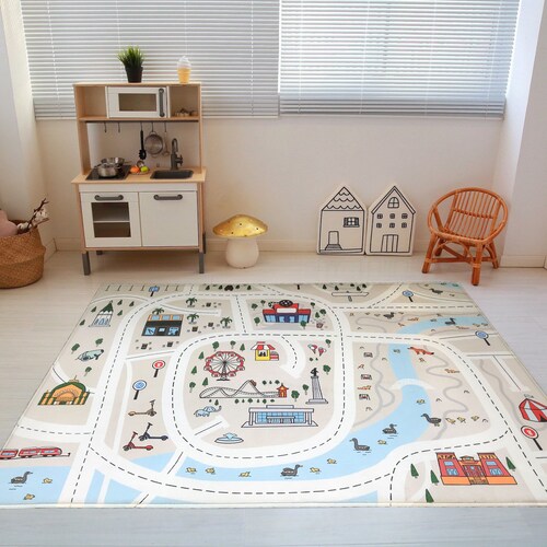 Kids Play Rug / Road Rug / Washable Activity Rug / Nursery Mat Etsy UK