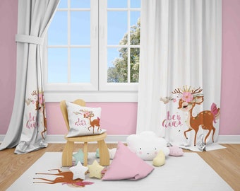 Cute Gazelle Baby Room Curtains Kids Curtain Nursery Curtains Children Curtains Window Curtains Pillow Cover Gift