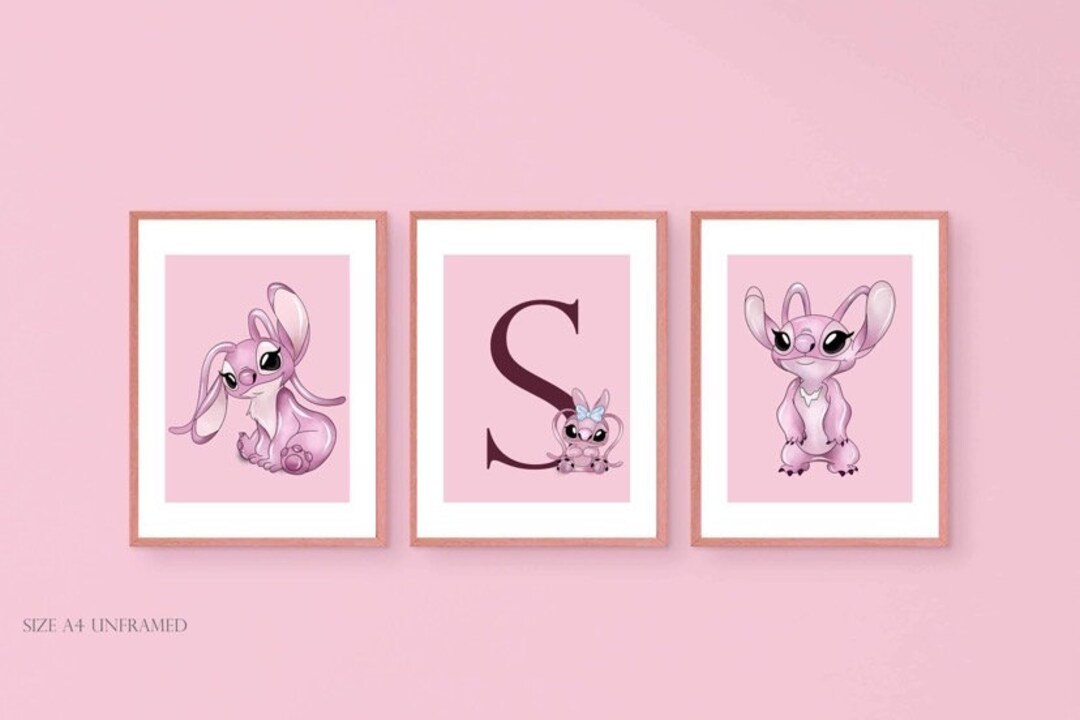 Personalised Nursery Prints , X 3 Stitch Nursery Prints , Stitch , Angel Nursery Decor, Wall