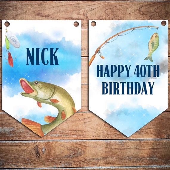 Fishing Bunting, Personalised Fishing Birthday Bunting, Carp