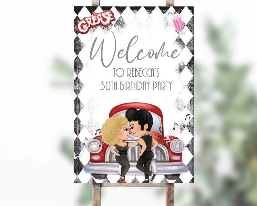Grease Party Sign Grease Party Decoration Grease Etsy UK