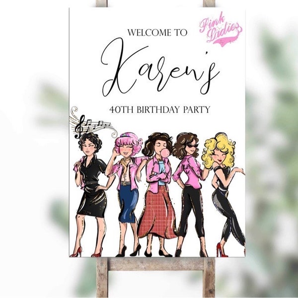 Grease welcome party sign, grease party decoration, grease birthday party decoration, grease  home decor