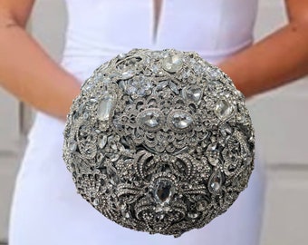 Handmade Silver Bouquet l Brooch Bouquet l Bridal Bouquet l Luxury Bouquet l Wedding Flowers l Bling Bouquet l Boutonniere l Corsage