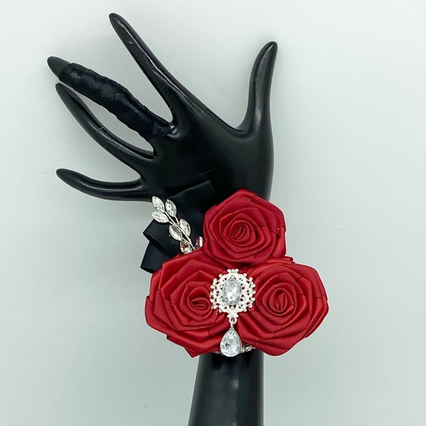 Red l Black l White l Customized Wrist Corsage l Satin Roses l Prom l Formal l Mothers l Grandmothers l  Brooch Bouquet l Wedding Flowers