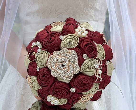 Real Touch Roses Brooch Bouquet Bridal Bridesmaids Waterfall 