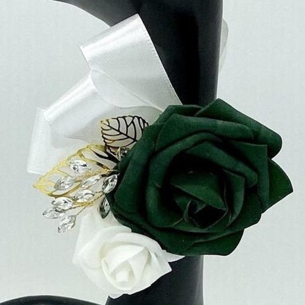 Customized Wrist Corsage l Real Touch Roses l Silver l Gold l Prom l Formal l Mothers l Grandmothers l  Brooch Bouquet l Wedding Flowers