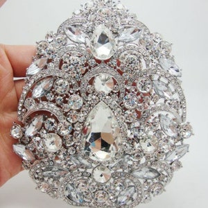 24hr. Ship l Extra Large Crystal Rhinestone Flower Brooch SILVER l GOLD l Austrian Crystal l Bling