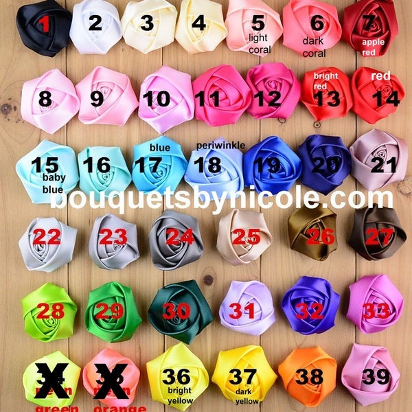 30pcs. 2" Large Rolled Satin Rosettes l Satin Roses l  Fabric Flowers Wholesale l Brooch Bouquets l Baby Headbands l Hair Accessories