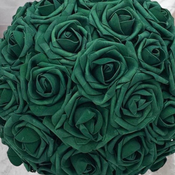 Dark Green Emerald Green Real Touch Roses l Foam PE l   Fabric Flowers Wholesale l Brooch Bouquets l Baby Headbands l many colors