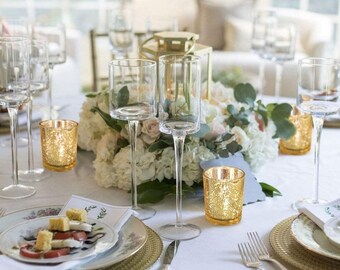 24hr. Shipping Wedding Centerpieces l Home Table Decor l Votive Candle Holders l Speckled Mercury Silver Gold Glass l Christmas l Tea Lights