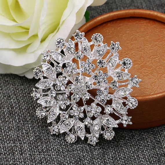 Event Decor Direct Rhinestone Crystal Diamond Encrusted Antique Round  Bouquet Brooch Pins for Fastening Tied Napkins Durable Brooch Pins for  Crafts 
