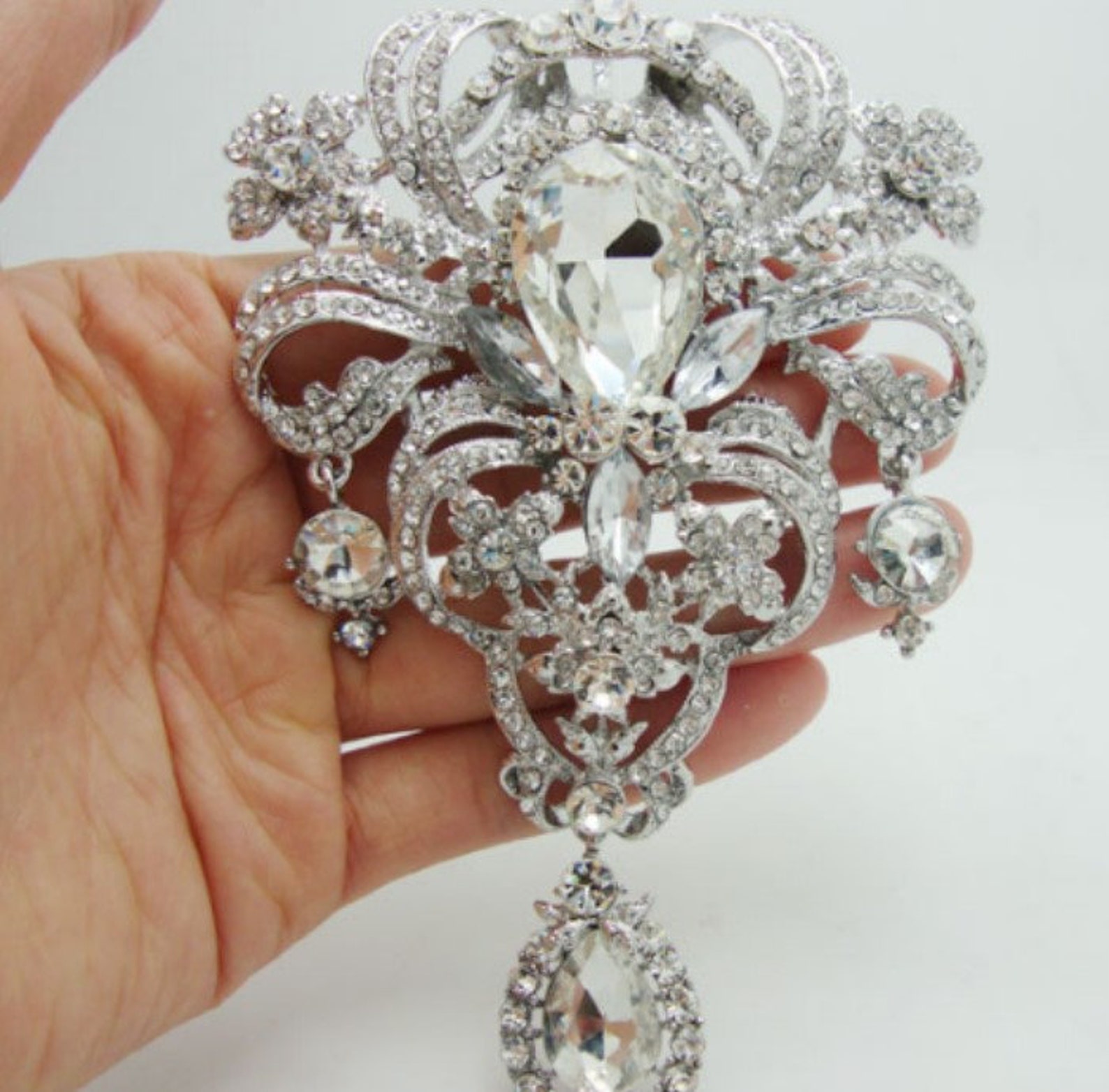 Extra Large Crystal Rhinestone Flower Brooch Brooches GOLD or - Etsy
