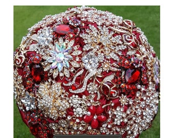 Handmade Red Bouquet l Brooch Bouquet l Bridal Bouquet l Luxury Bouquet l Wedding Flowers l Bling Bouquet l Boutonniere l Corsage