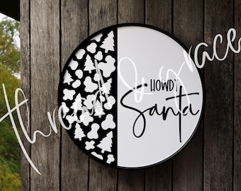 Howdy Santa Cow Print Christmas Design File, Winter Holiday Door Sign Design, Cat Christmas SVG, Cricut Silhouette Cut File