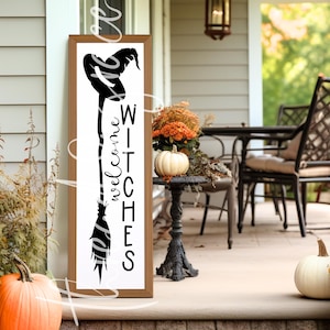 Welcome Witches Digital Design, Spooky Halloween Porch Leaner Cut File, Witch Porch Sign Design File, Fall Cricut Silhouette Cut File SVG