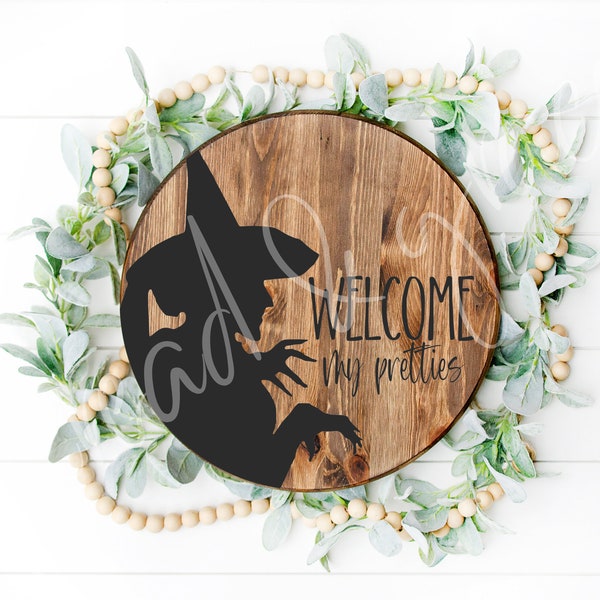 Welcome My Pretties Digital Design, Halloween Cut File, Two Wicked Witch of the West Inspired Design Files, Front Door Decor